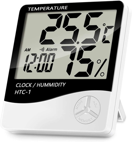 Higrometro Digital Termometro Medidor Humedad Reloj Alarma