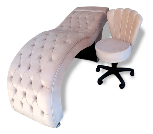 Kit Luxury Cadeira Mocho C/ Regulagem + Maca 70 Cm V. Pérola