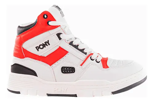 Tenis Pony M 100 Hi Bota Unisex Color Blanco Negro Rojo Cuotas