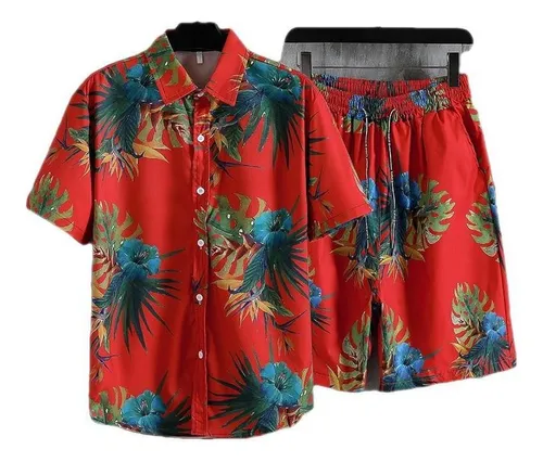 Conjunto De Camisa De Praia Estilo Havaiano Impresso Roupas