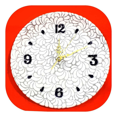 Imagen 1 de 1 de Reloj Blanco De Talavera Poblana Barroco 30 Cm Rjl
