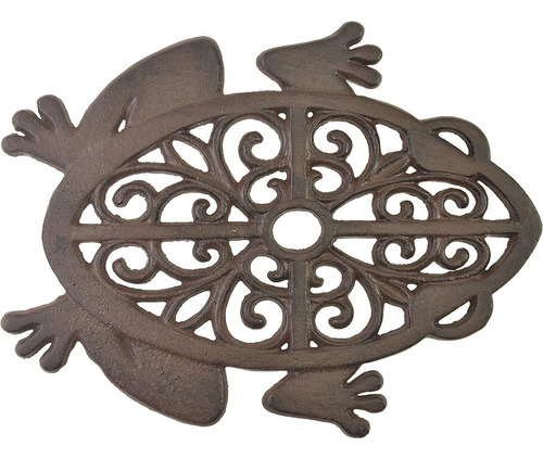 Decorativo Stepping Stone Cutout Frog Cast Iron Yard & Garde