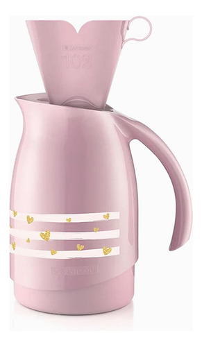 Garrafa Térmica 700ml Rosa + Porta Filtro 102 Sanremo