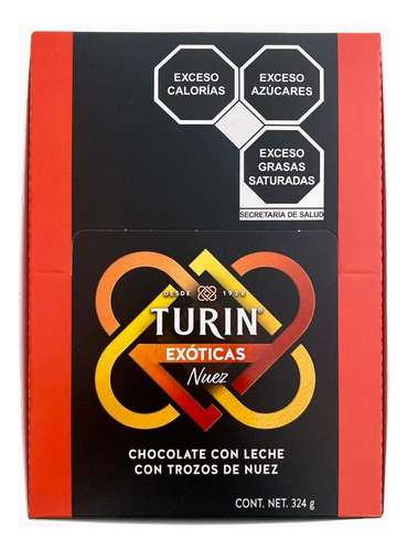 Turin Exoticas Chocolate Con Leche Y Nuez 18pz 324g