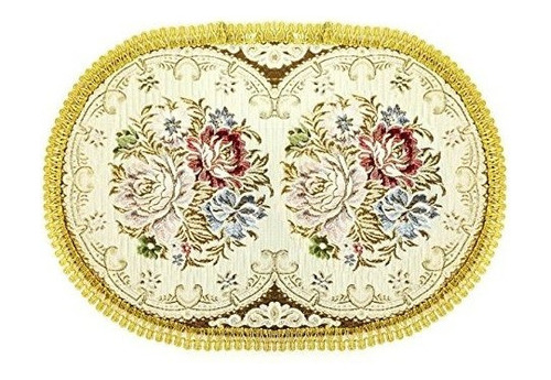 Wrapables Mantel Floral Vintage Ovalado Con Bordado Dorado 1