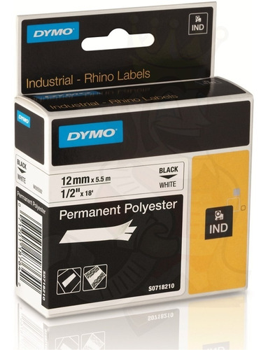 Cinta Dymo Industrial Polyester Permanente 12mm 1/2 In.