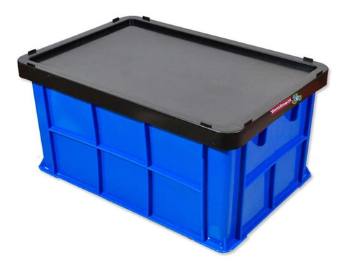 Cajas Organizadoras Apilable, Mxklb-001, 1 Pza, 15kg, Apilab Color Azul/Negro Bluck
