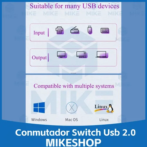 Hub Conmutador Kvm Switch Usb 2.0 Compartir 4 Dispositivos