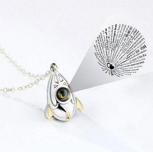 Collar Dije Cohete Galaxia 100 Formas Love Estrella Amor