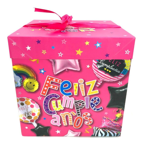 Caja De Regalo Sorpresa Plegable 22cm Feliz Cumpleaños