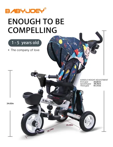 Babyjoey Triciclo Para Beb Triciclo Plegable 6 En 1 Con
