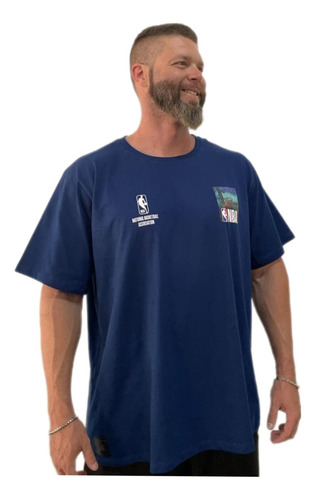 Camiseta Nba Conference Photo Xxg Plus Size Azul Indigo
