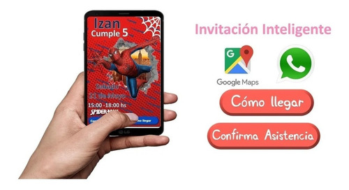 Invitacion Spiderman Hombre Araña Gps Confirmacion Whatsapp