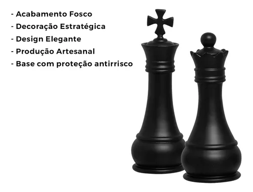 Enfeite Peça de Xadrez Cerâmica Rei e Rainha 15cm PRETO - Zellare Casa &  Decoração