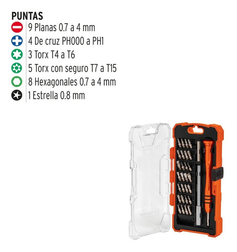 Imagen 3 de 3 de Destornilladores Precisión Joyero Punta Intercambiable 32 Pz