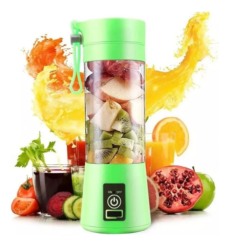 Mini Licuadora Portatil Recargable Usb Vaso Dieta Batidora Color Verde Verde
