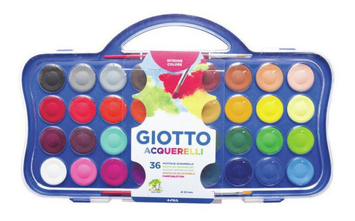 Acuarelas Giotto X36 Colores Pastilla + Estuche + Pinceles