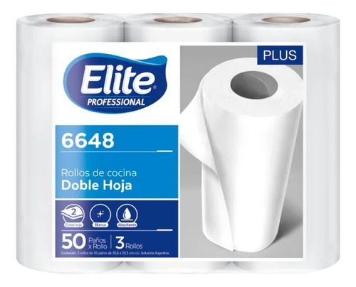 Rollo De Cocina Elite Doble Hoja 50 Paños Bolson 10 Pack X 3