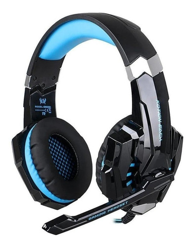 Audífonos gamer inalámbricos Kotion Each G9000 black y blue con luz  azul LED