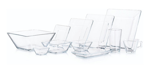 Imagen 6 de 6 de Plato De Vidrio Cuadrado Transp. 23 Cms Libbey Tempo X 4 Un