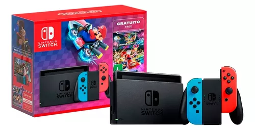 Nintendo Switch Mario Kart 8 Console Deluxe Neon Bundle - Free