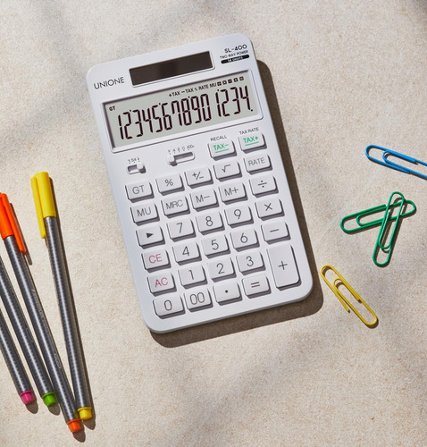 Calculadora Uniione Desktop De 14 Dígitos Branca Com Lcd Bri