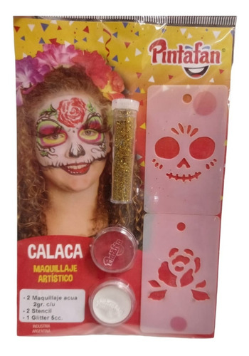 Imagen 1 de 2 de Set Kit 2 Maquillaje Artistico Aqua + 2 Stencil + 1 Glitter