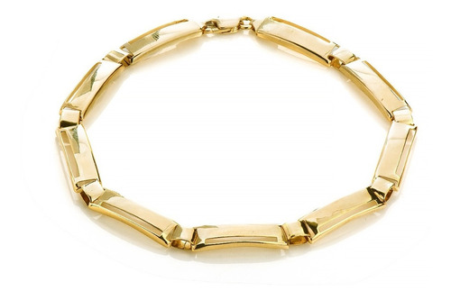 Pulseira De Ouro 18k Articulada Vazada Com 19cm Pu02774