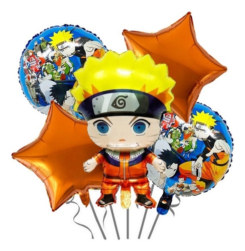 Kit5 Globos Cumpleaños Decoración Pupilente Naruto Temática