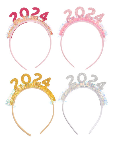 Diadema Con Purpurina Para Fiesta De Año Nuevo, 4 Unidades,