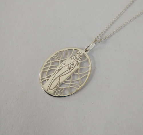 Collar Plata Ley  925, Medalla Ovalada Virgen De Guadalupe 
