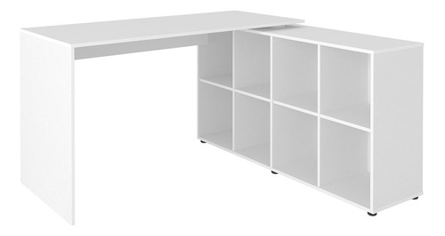 Mesa Escrivaninha Em L 140x130cm 8 Nichos Eron A06 Branco
