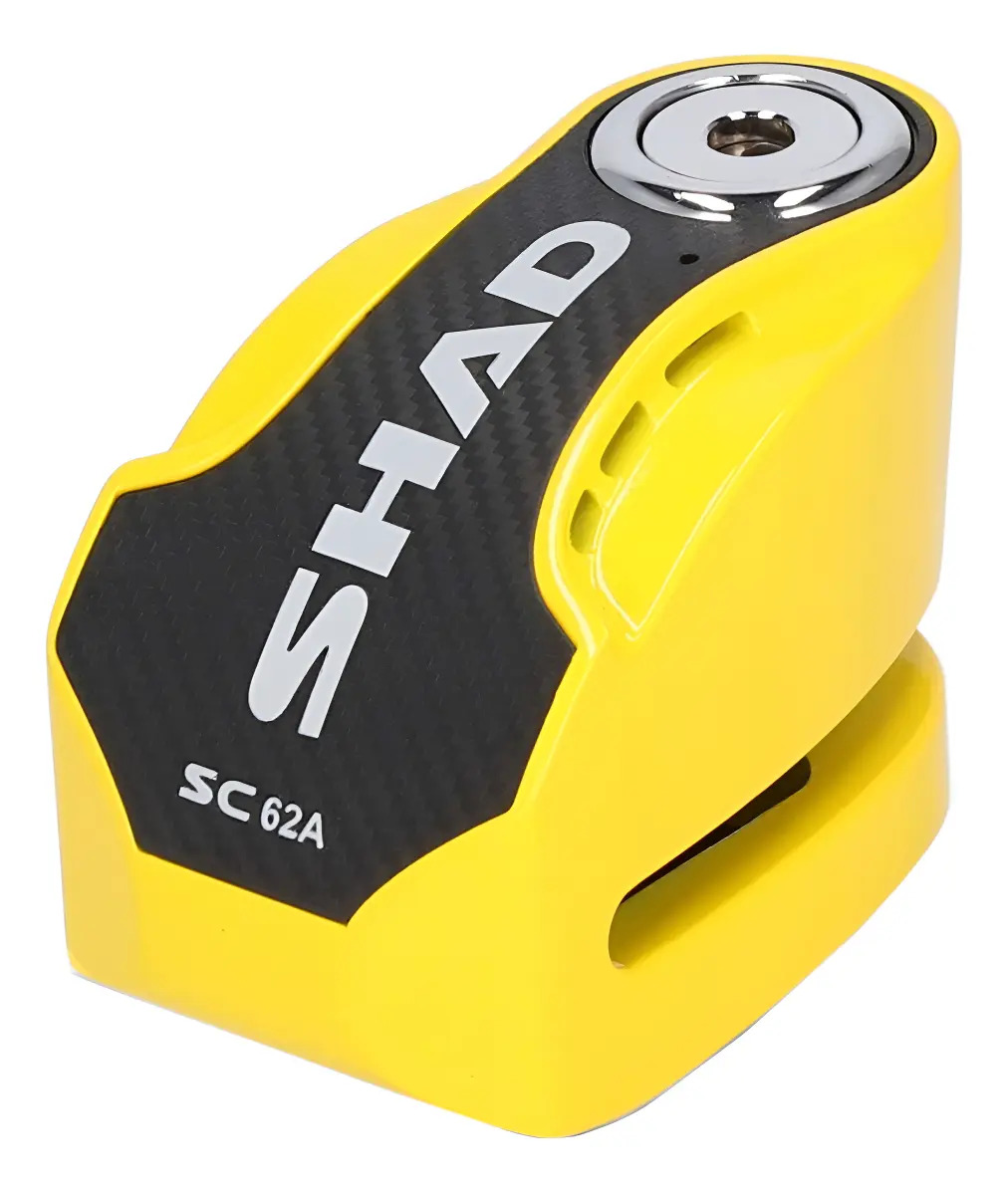 Candado Traba Disco Shad Sc62a 10mm Alarma Seguridad Premium Amarillo