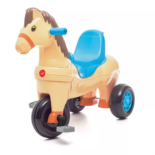 Triciclo Motoca Infantil Azul Bebê Menino Póto Som Cavalinho