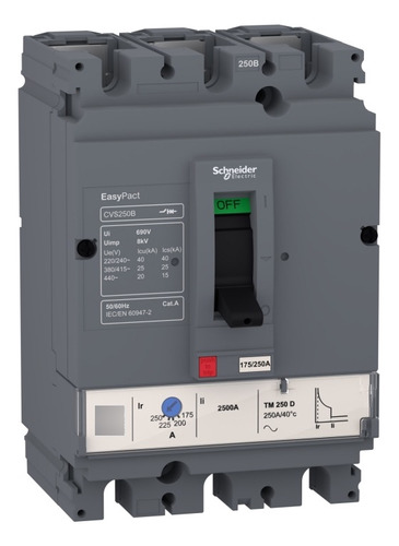 Interruptor Easypact Cvs160b Regulable 125a 3p 25ka@380v