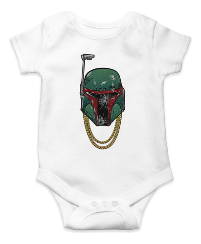 Body Para Bebé Star Wars Boba Fett Cadena Algodon Blanco