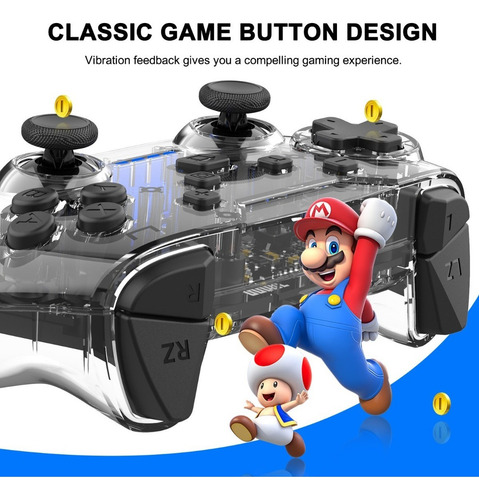 Control Joystick Inalámbrico Transparente Compatible Switch