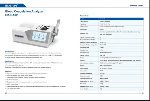 Blood Coagualation Analyzer
