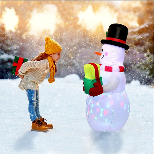 Decoración De Exterior Con Muñeco De Nieve Inflable Navideño