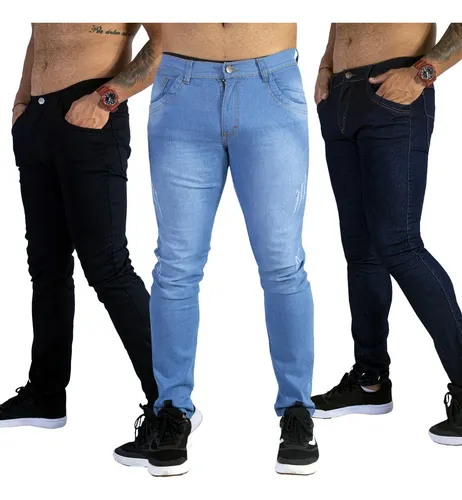 Kit 3 Calça Jeans Masculina Slim Original Elastano Lycra