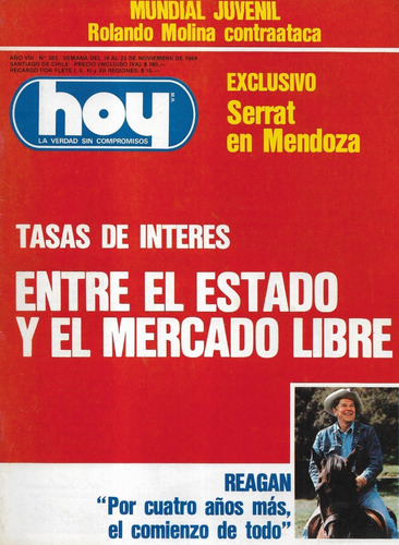 Revista Hoy N° 383 / 25 Noviembre 1984 / Serrat En Mendoza