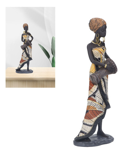 Perfecto Estatua De Tambor Africano Hecha A Mano Con