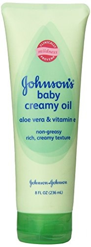 Johnson's Baby Creamy Oil - Aloe Vera Y Vitamina E - 8 Oz.