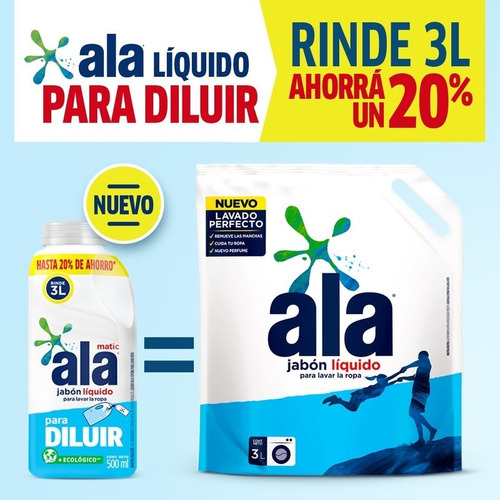 Jabón Líquido Ala Para Diluir 500 Ml + Botella Gratis