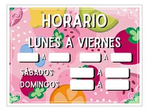 Comprar Cartel Horario Locales Kiosco Abierto Vidriera 20 X 15 N104