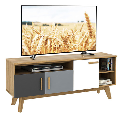 Tangkula Moderno Soporte De Tv Mesa Consola De Tv De Madera