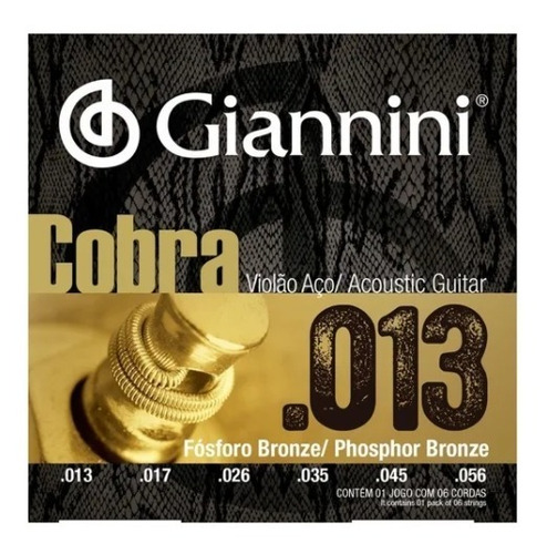 Encordoamento Giannini Serie Cobra Violão Aço 013 Fósforo Br