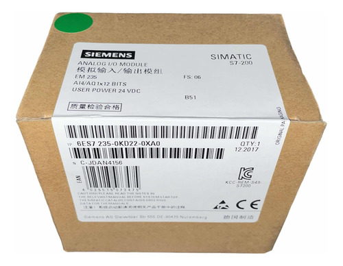 Siemens 6es7235-0kd22-0xa0 S7-200 Em 235 Módulo E/s Analogic
