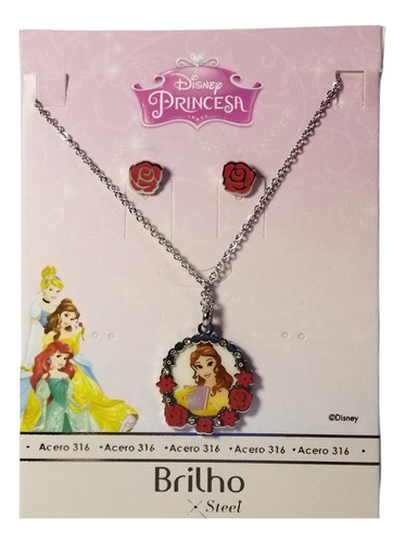 Conjunto Collar+aros Niña Princesa Disney® Acero Quirurgico