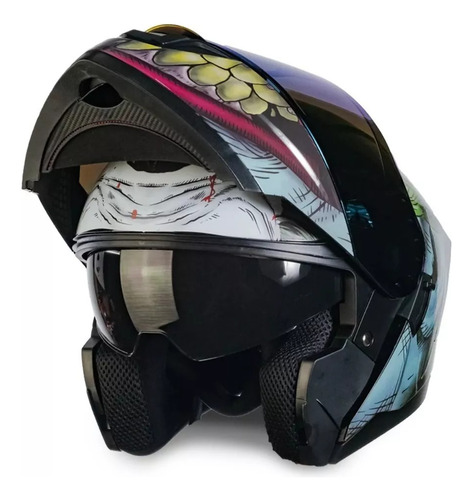 Casco Abatible Kov Original Con Led The Joker Dc Zero Verde